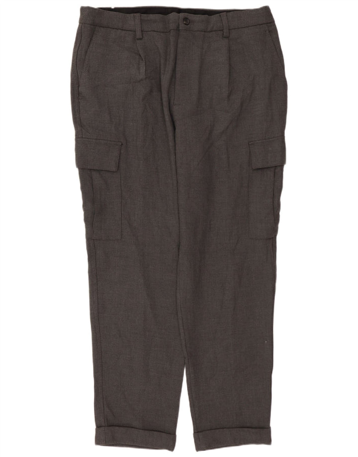 Pantaloni cargo drepti pentru bărbați ZARA EU 46 XL W36 L30 poliester gri