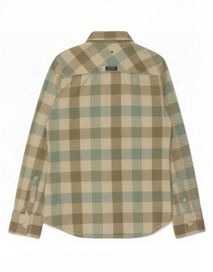 Cămașă de flanel pentru bărbați Superdry, bumbac vichy verde mediu