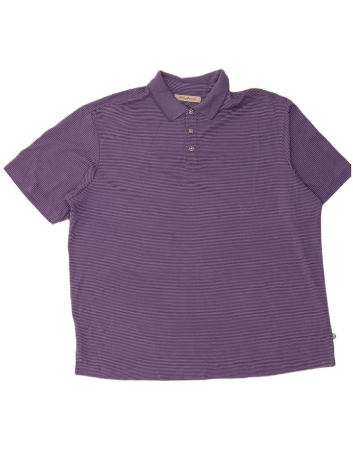 TOMMY BAHAMA Cămașă Polo pentru bărbați 2XL Violet Pinstripe Modal