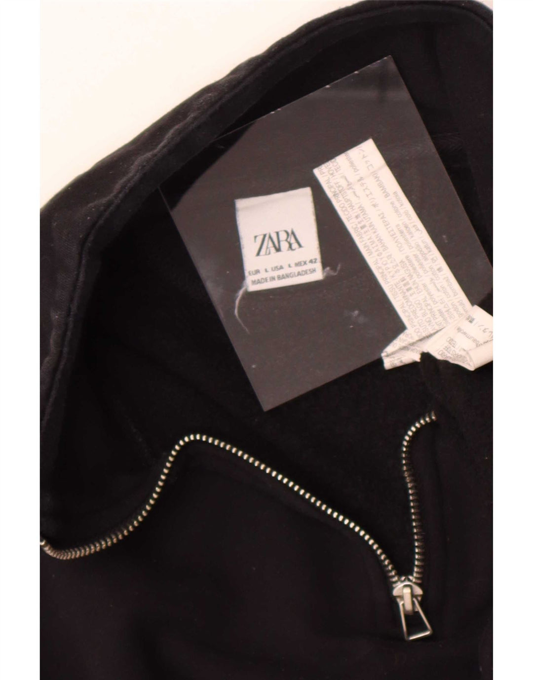 Pulover pentru bărbați Zara, cu fermoar, cu gât, poliester mare, negru