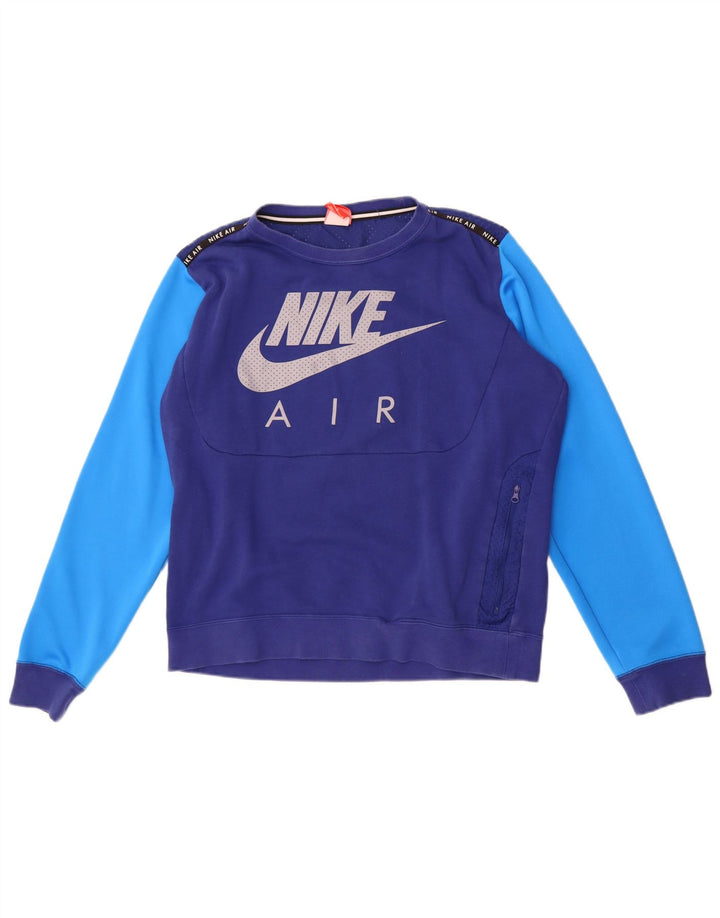 Hanorac grafic pentru bărbați Nike Pulover Medium Blue Colorblock Bumbac