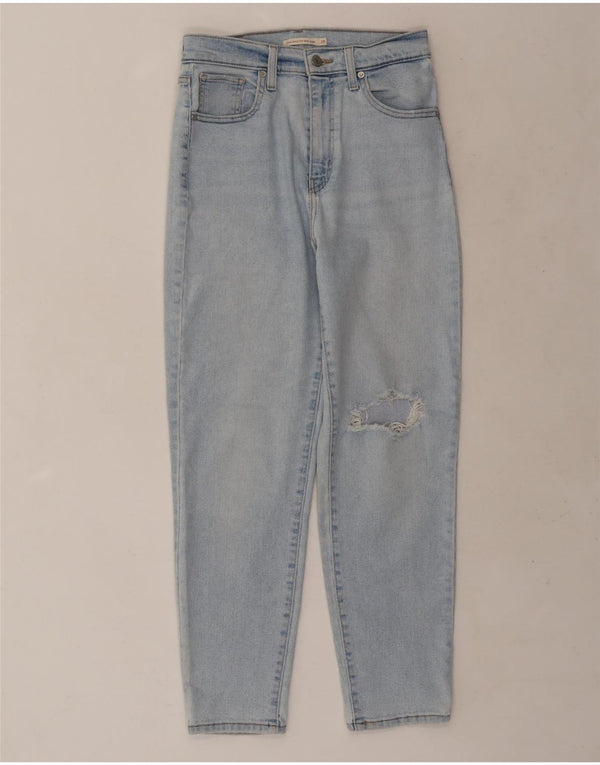 Blugi Levi's Mom Distressed cu talie înaltă L28 L27 Bumbac albastru