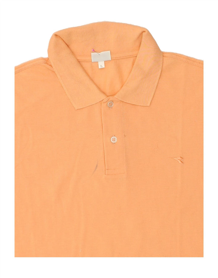 DIADORA Mens Polo Shirt Large Orange Cotton Vintage Diadora and Second-Hand Diadora from Messina Hembry 