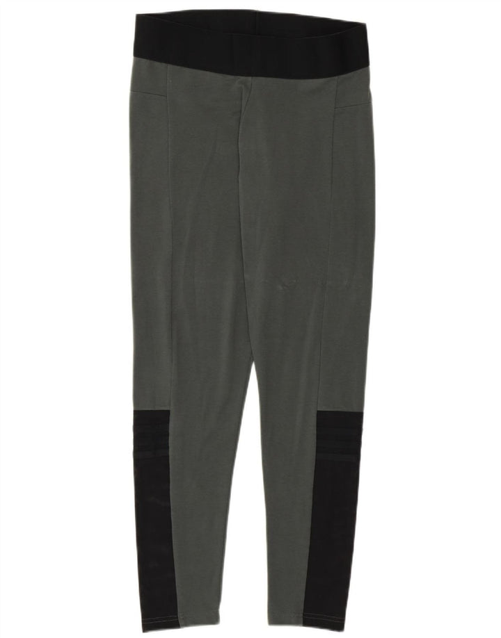 Leggings pentru femei Adidas UK 12/14, bumbac color bloc, gri mediu