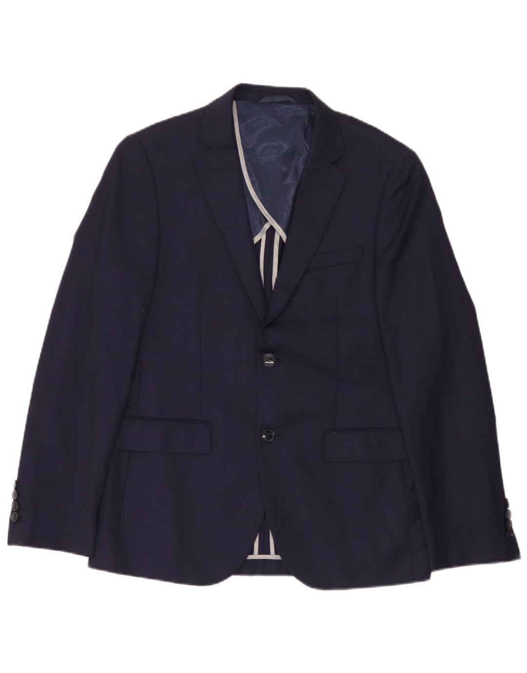 Jachetă pentru bărbați Dkny, cu 2 nasturi, slim fit, UK 38, lână medie, albastru bleumarin