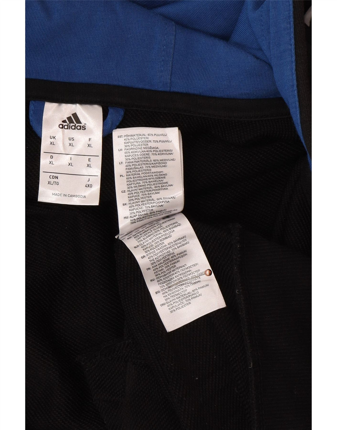 Pulover ADIDAS pentru bărbați, cu fermoar, bumbac XL, negru