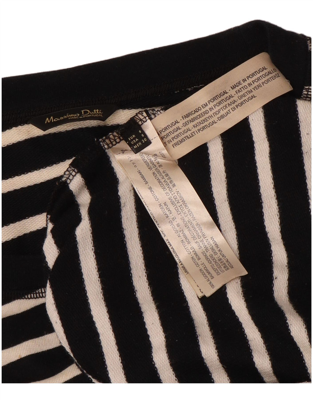 Hanorac pentru femei Massimo Dutti Pulover UK 10 Bumbac cu dungi negre mici