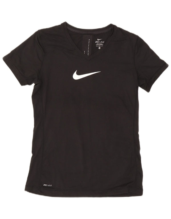 Tricou grafic Nike Dri Fit pentru femei Top UK 14 Poliester negru mare