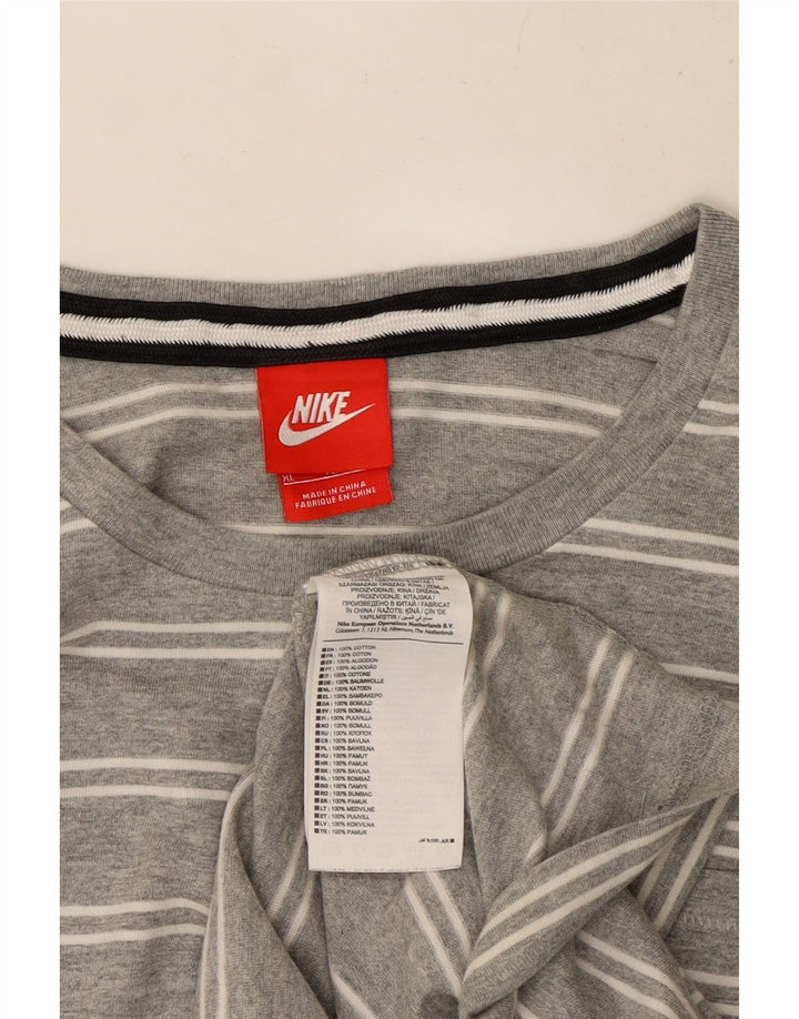 Top pentru bărbați Nike cu mânecă lungă XL, bumbac cu dungi gri