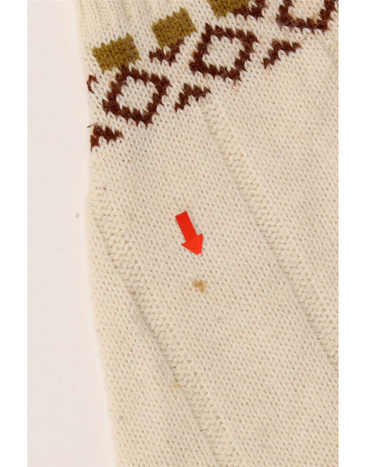 Pulover Cardigan Vintage pentru bărbați Medium White Fair Isle
