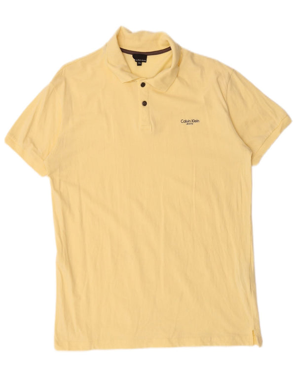 Cămașă polo Calvin Klein Jeans pentru bărbați, bumbac galben 2XL