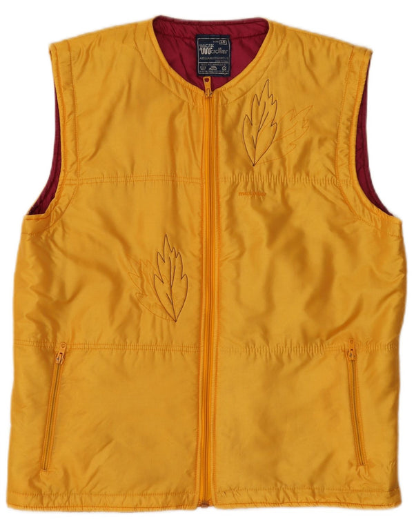 Gilet vintage pentru femei IT 46, mare, galben, floral, din poliamidă