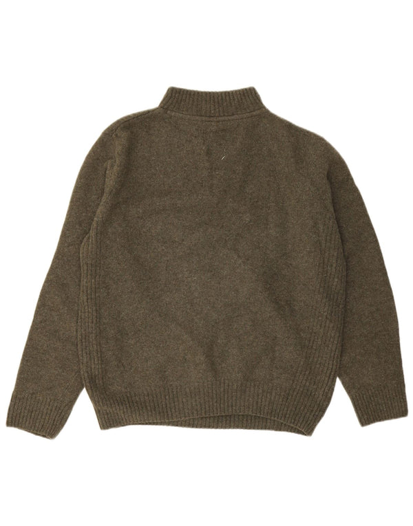Pulover Barbour pentru femei, cu fermoar, cu gât, UK 18 XL Kaki Lână