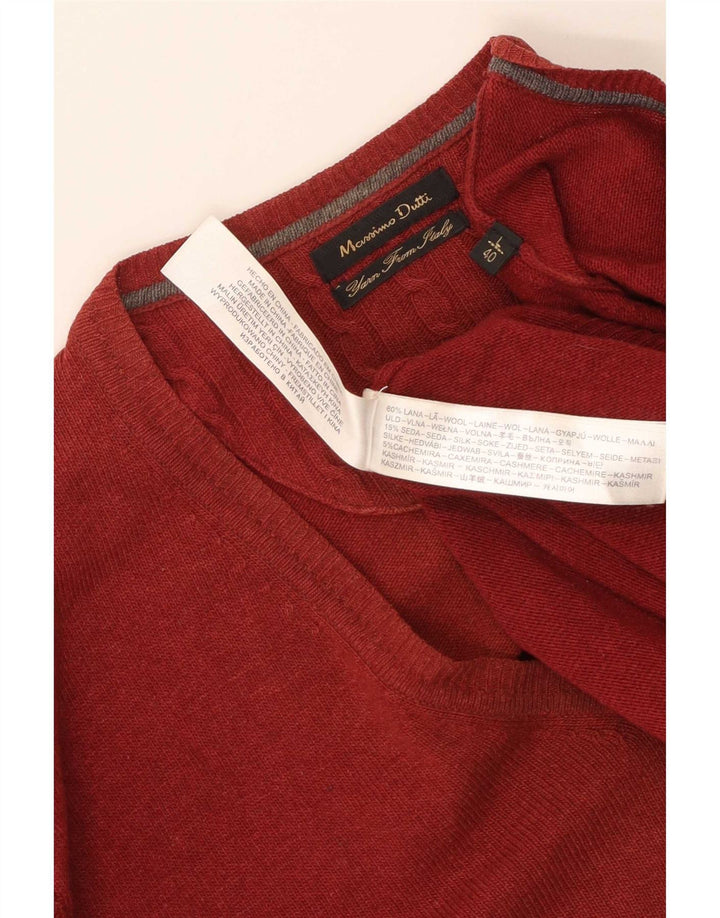 Massimo Dutti Pulover cu decolteu în V pentru bărbați din lână roșie mare