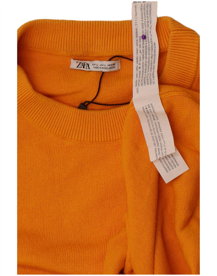 Pulover pentru bărbați Zara, cu decolteu, mare, galben, din bumbac