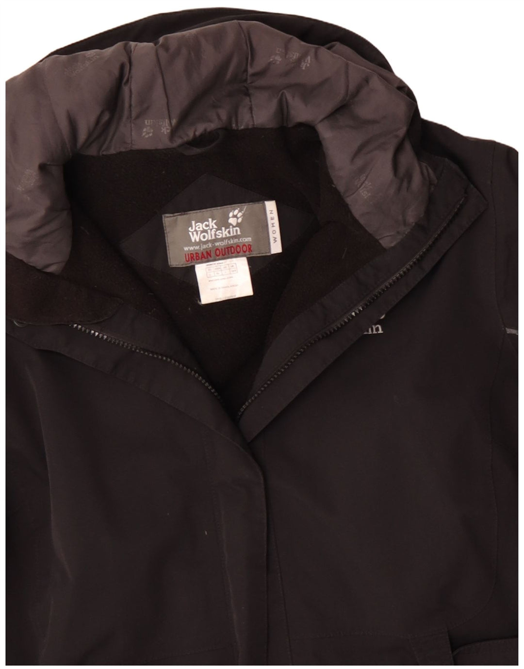JACK WOLFSKIN Jachetă de vânt cu glugă pentru femei UK 14/16 Large Black