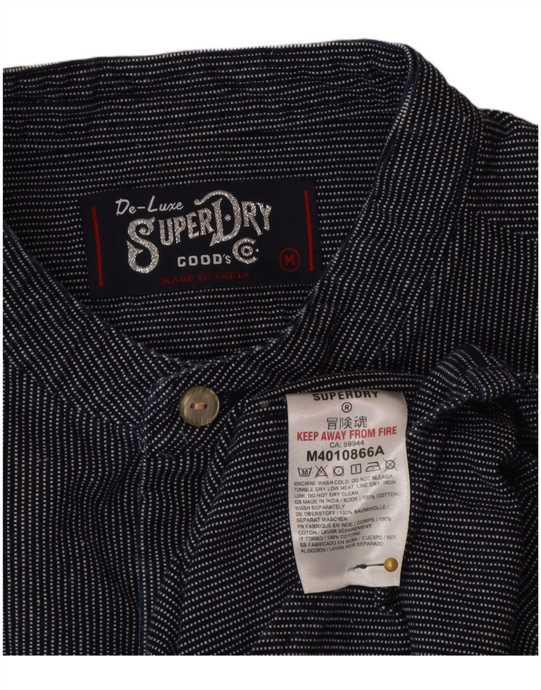 Cămașă pentru bărbați Superdry, poliester cu dungi medii bleumarin