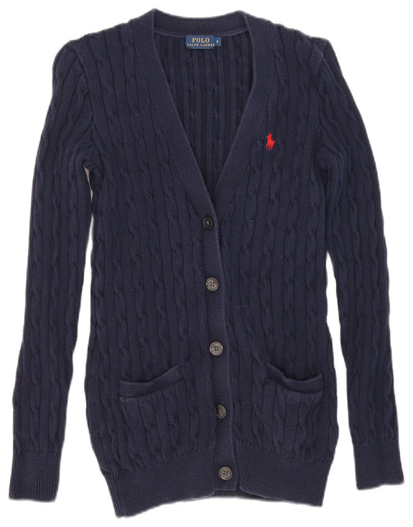 Pulover cardigan Polo Ralph Lauren pentru femei UK 10 mic Bumbac bleumarin