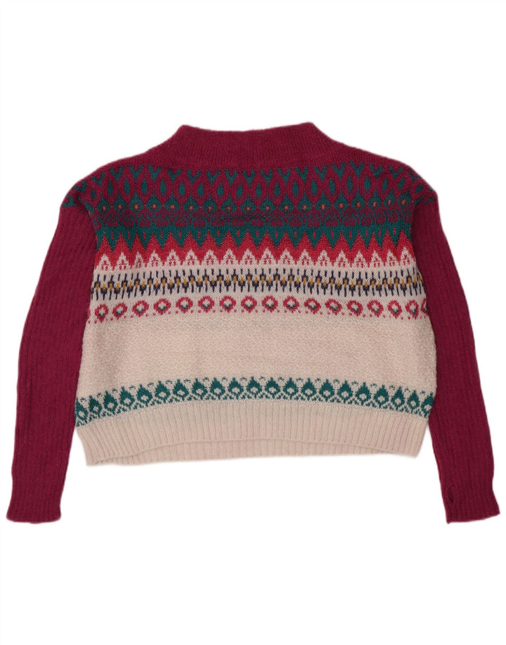 Pulover cu gât țestoasă pentru femeie BENETTON Pulover UK 6 XS Burgundy Fair Isle