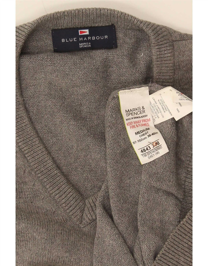 Pulover Marks & Spencer pentru bărbați, Blue Harbour, cu decolteu în V, bumbac, gri mediu