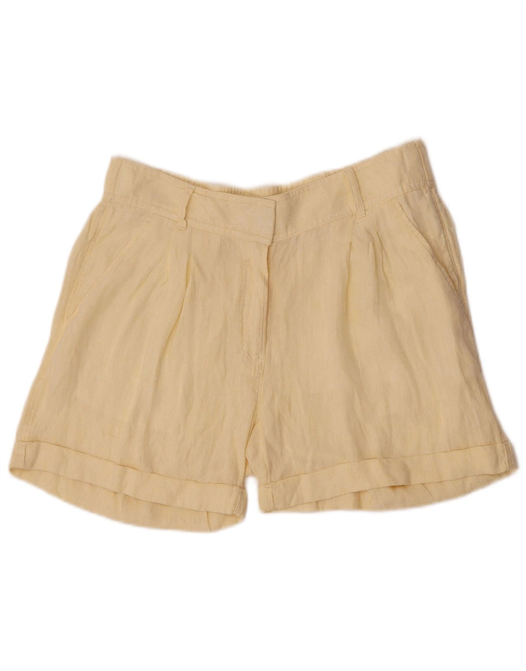Pantaloni scurti chino pentru femei Marks & Spencer UK 12 Medium W30 Yellow Linen
