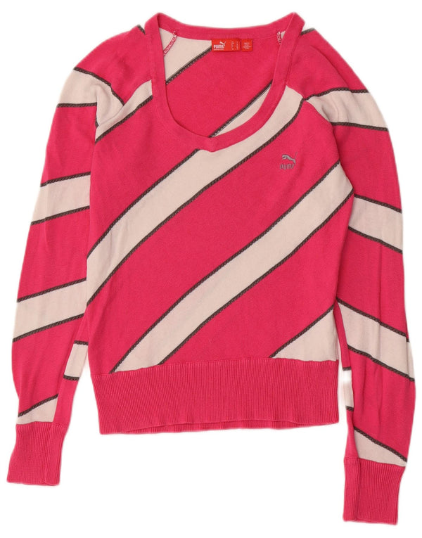 Pulover PUMA pentru femei cu gât de barcă, UK 10, mic, roz Colorblock