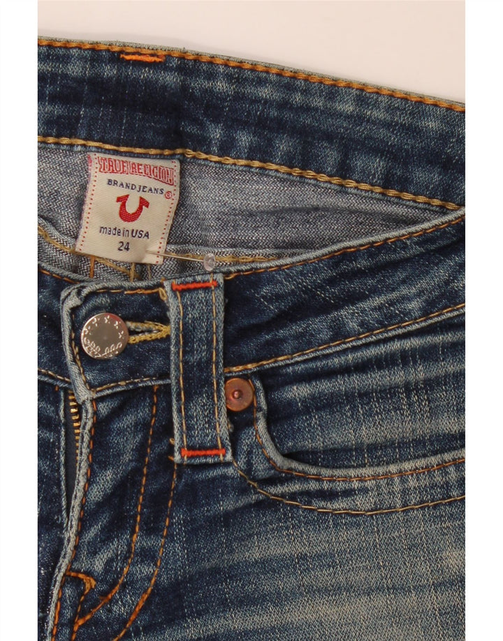 TRUE RELIGION Blugi drepti pentru femei W24 L32 Bumbac bleumarin