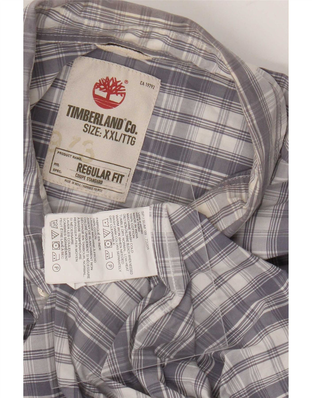 Cămașă Timberland Regular Fit 2XL, bumbac gri cu carouri