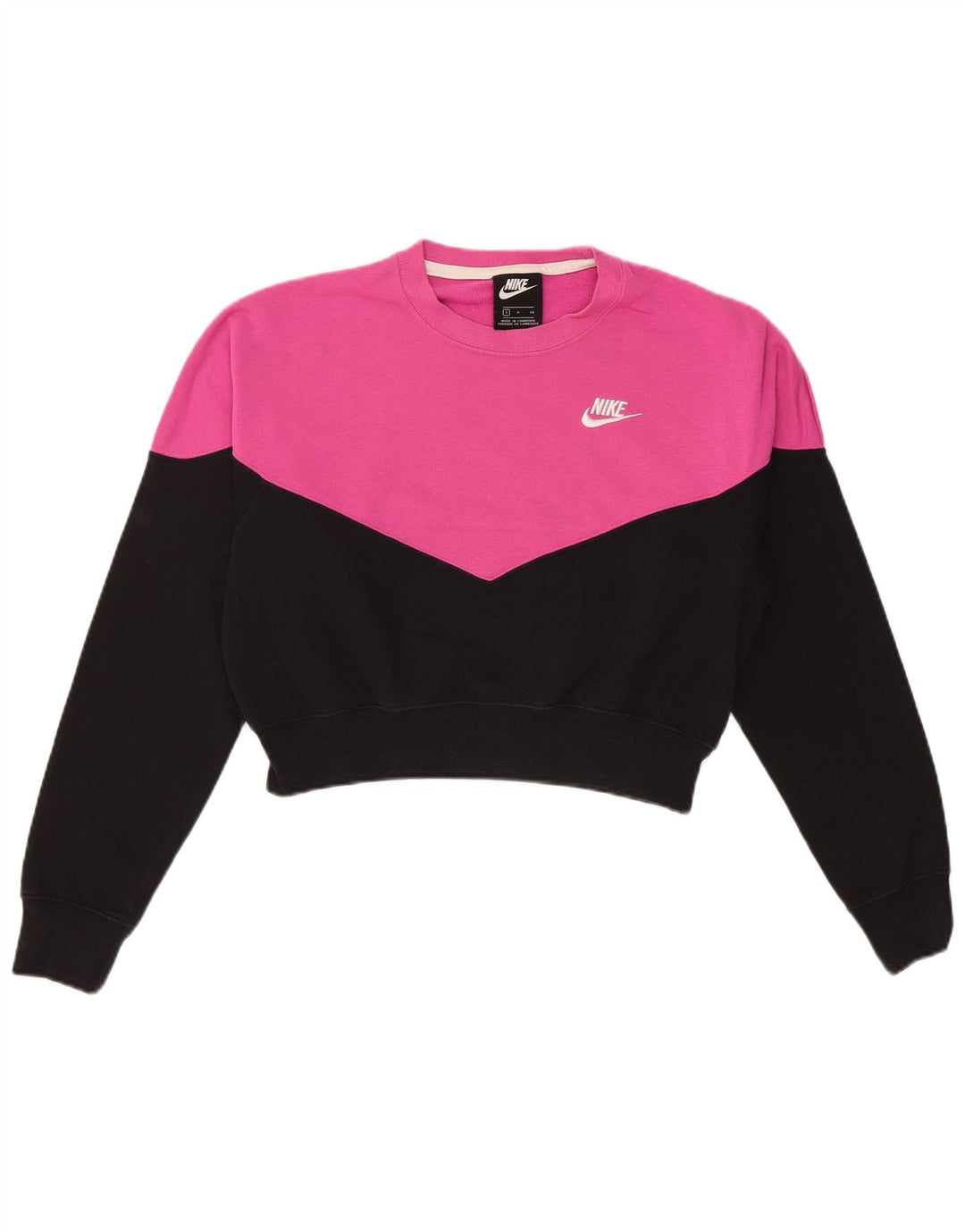 Pulover oversized pentru femei Nike Crop pentru femei UK 10 Mic roz Colorblock
