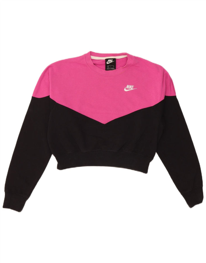 Pulover oversized pentru femei Nike Crop pentru femei UK 10 Mic roz Colorblock