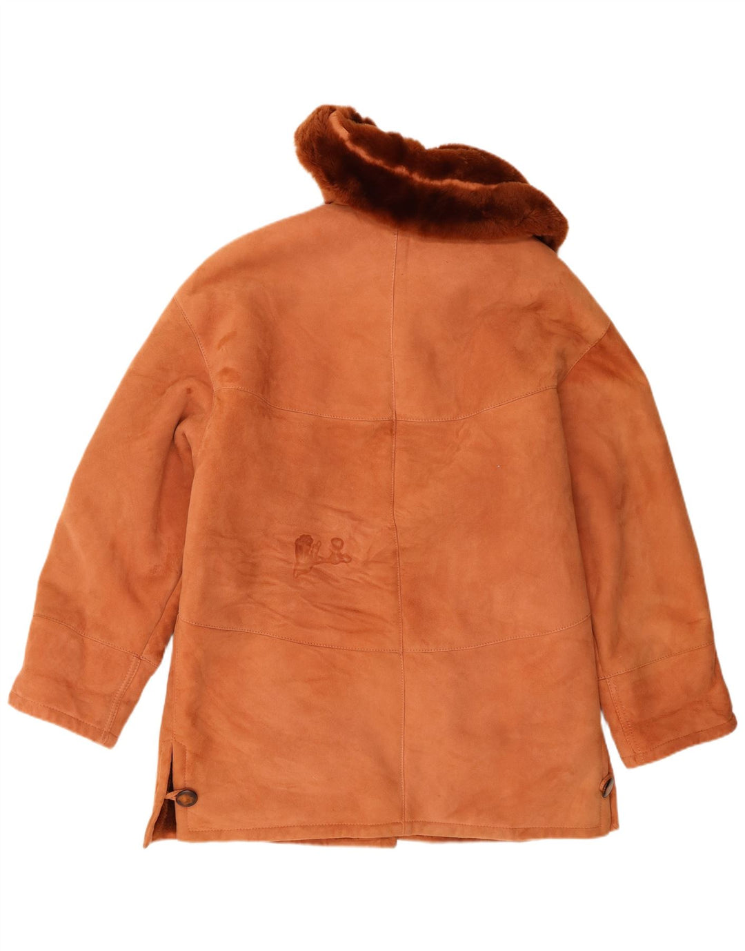 Jachetă din shearling cu glugă vintage pentru femei UK 16 mare bej