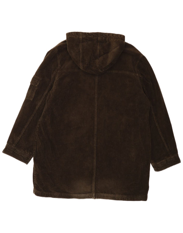 EDDIE BAUER Palton supradimensionat din velur cu glugă pentru femei UK 16 mare, bumbac kaki