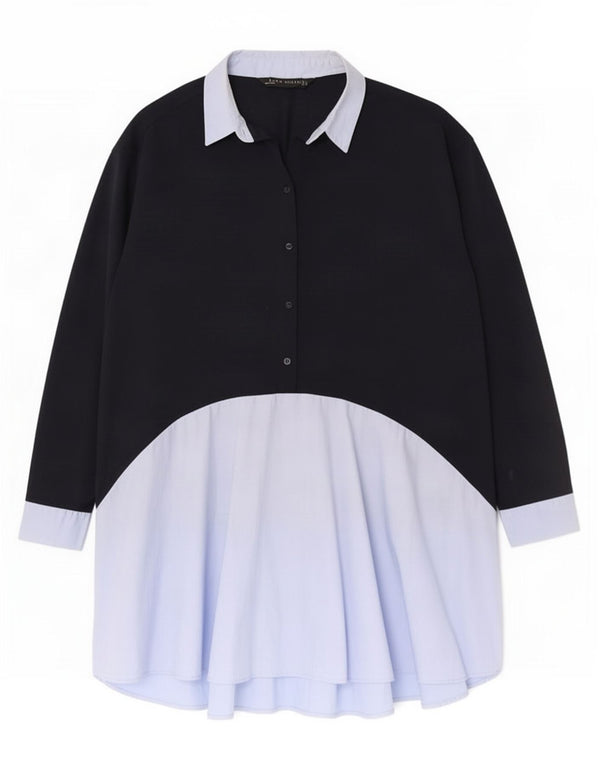 Rochie cămașă pulover pentru femei Zara UK 16, mare, bleumarin, color block