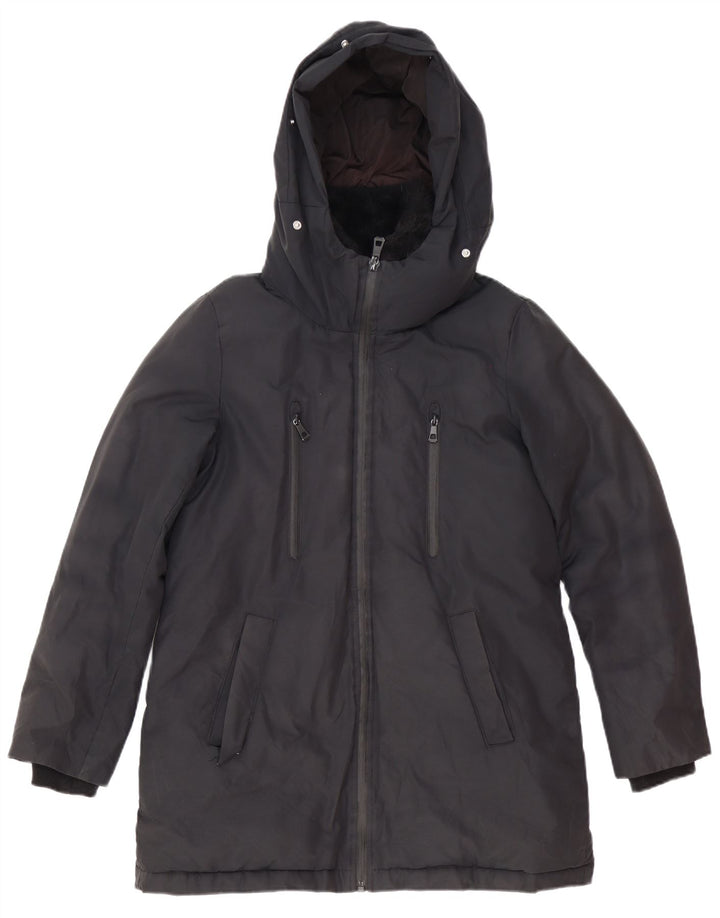 Jachetă parka cu glugă pentru femei Zara UK 6 XS poliester negru