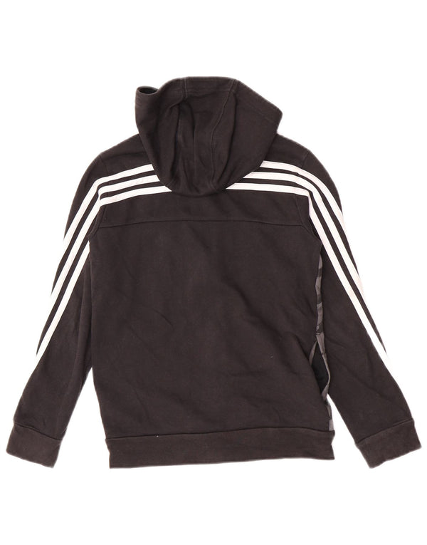 Adidas Boys Zip Hoodie Pulover 9-10 Ani Negru Camuflage Bumbac