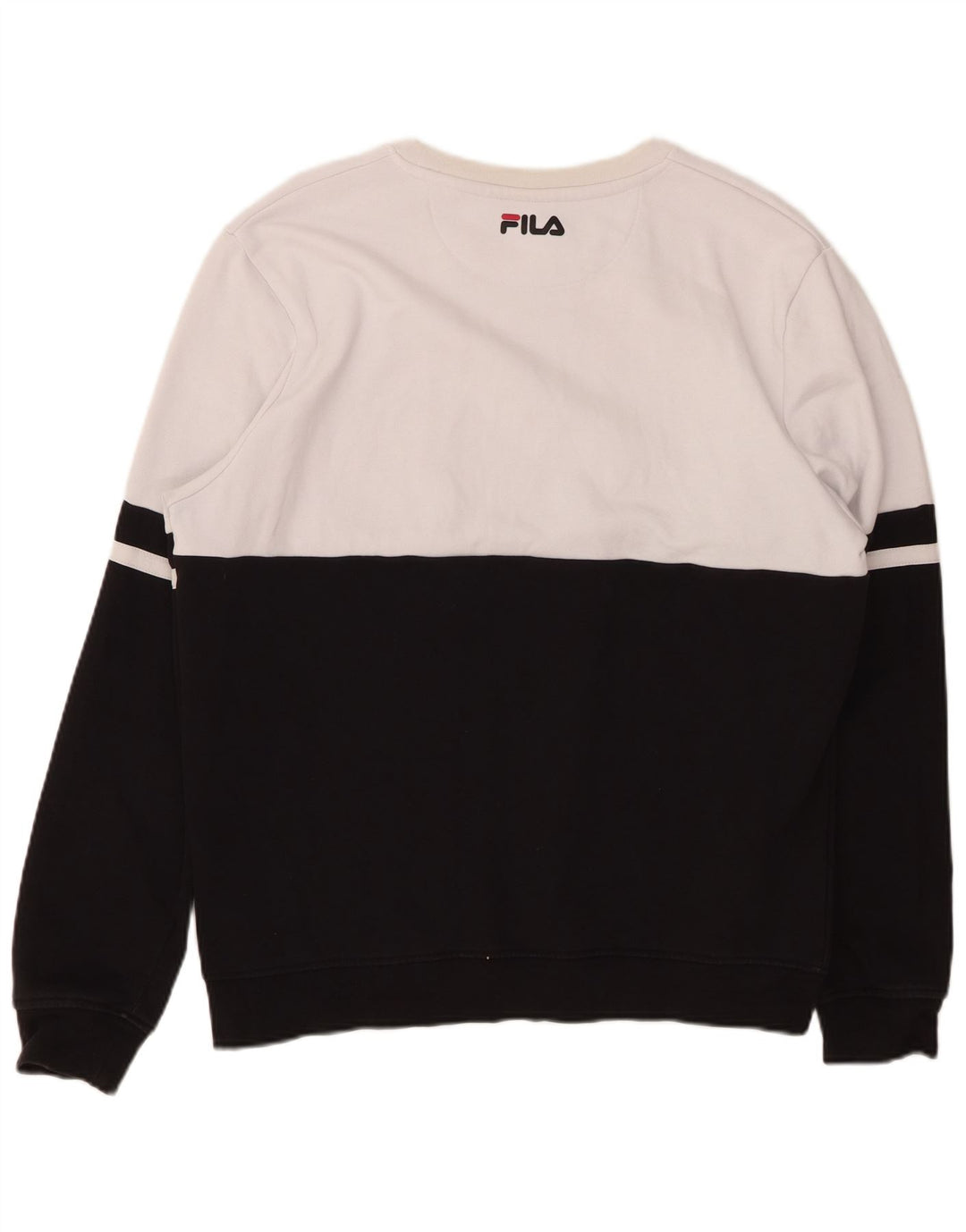 Pulover pentru bărbați FILA, cu grafică, din bumbac mare, negru, bloc de culoare
