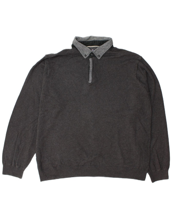 Tricou polo rugby cu mânecă lungă pentru bărbați Marks & Spencer, bumbac gri XL