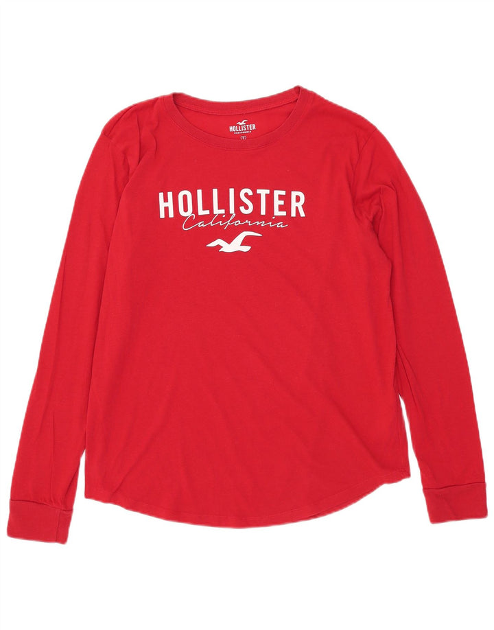 Top grafic Hollister pentru bărbați cu mânecă lungă din bumbac roșu mic