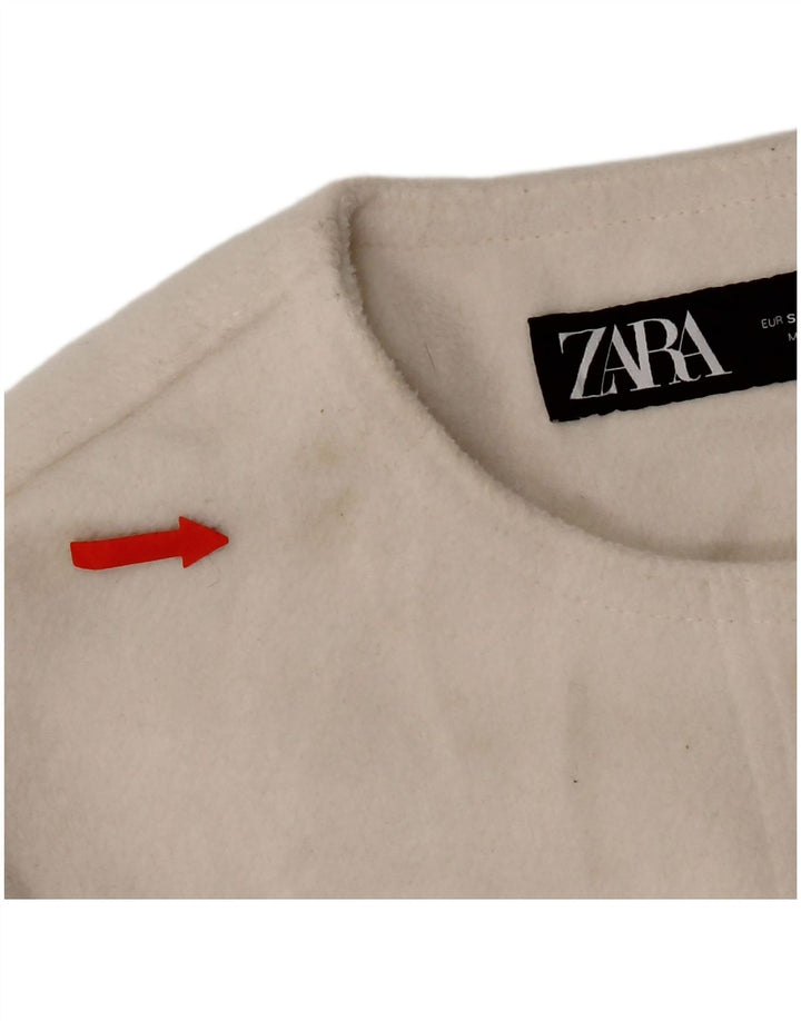 Jachetă Blazer pentru femei Zara cu 4 nasturi, UK 10, poliester alb mic