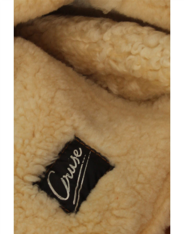 Jachetă din shearling cu glugă supradimensionată pentru femei vintage EU 40 din piele medie bej