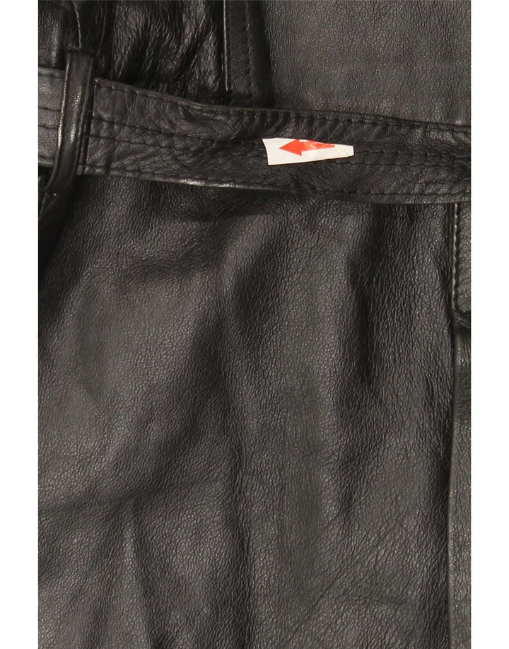 Palton din piele vintage pentru femei la dublu piept IT 46 mare negru