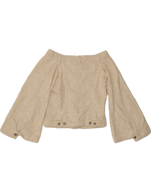 GANNI X LEVI'S Womens Bomber Jacket UK 10 Small Beige Floral Classic
