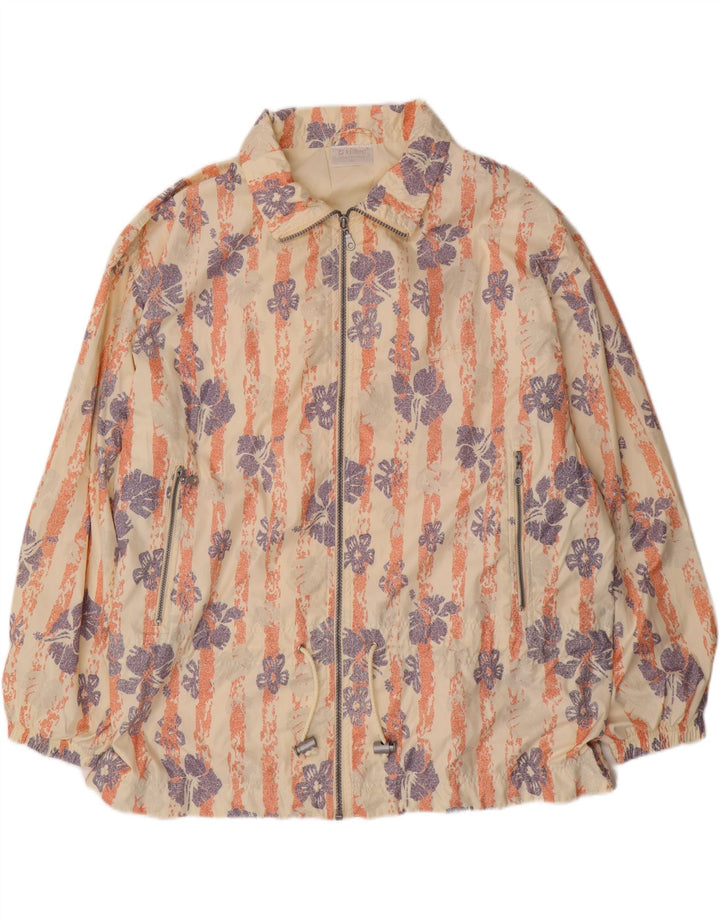 KILLTEC Womens Oversized Bomber Jacket EU 42 Large Beige Floral Polyester