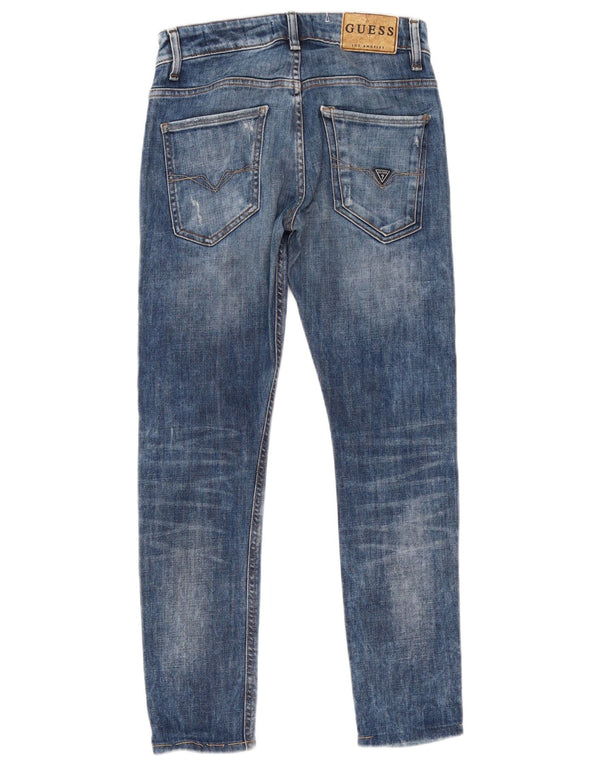 Blugi skinny învechiți pentru femei Guess Los Angeles W29 L28 poliester albastru