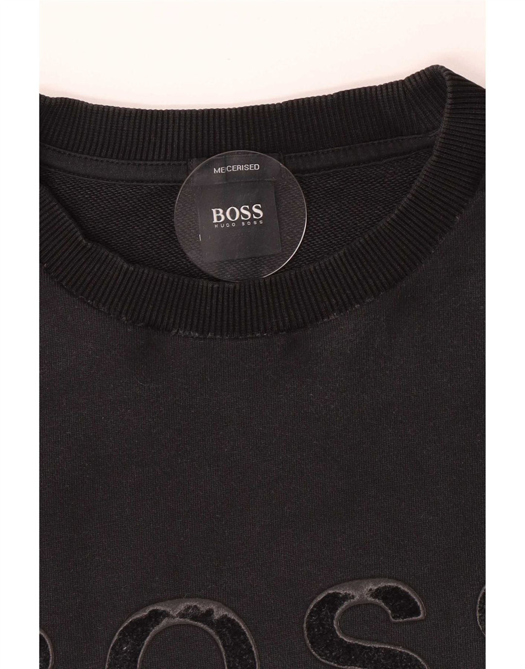 Pulover pentru bărbați Hugo Boss, cu grafic regular, din bumbac mare, negru