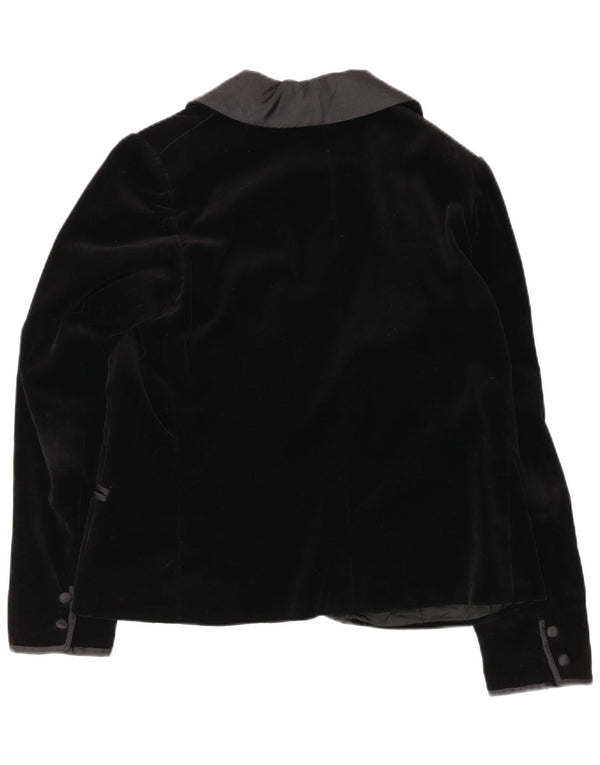 Blazer Vintage pentru femei cu 1 nasture din catifea, UK 16, mare, negru