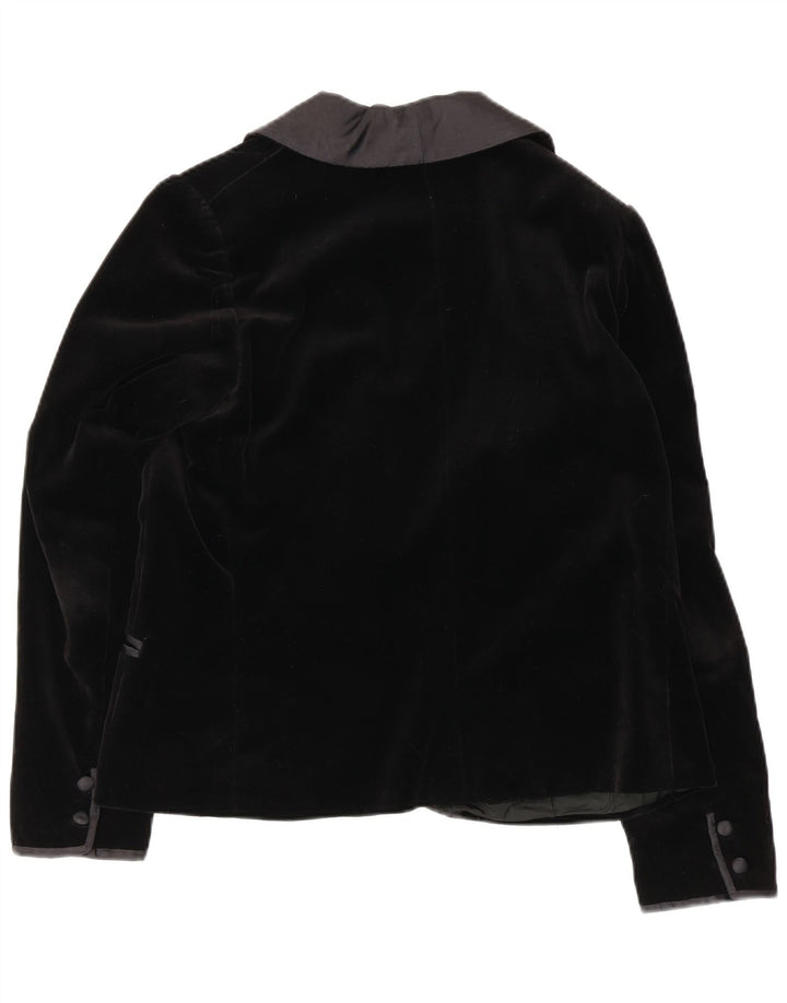 Blazer Vintage pentru femei cu 1 nasture din catifea, UK 16, mare, negru