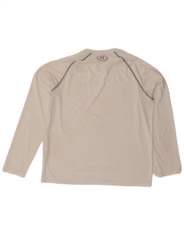 Under Armour Heat Gear Top cu mânecă lungă, mare, alb, poliester