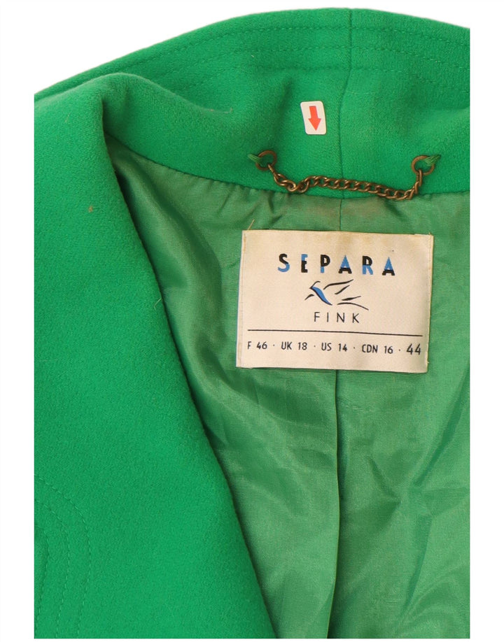 Sacou Separa Fink pentru femei, cu 1 nasture, lână verde UK 18 XL