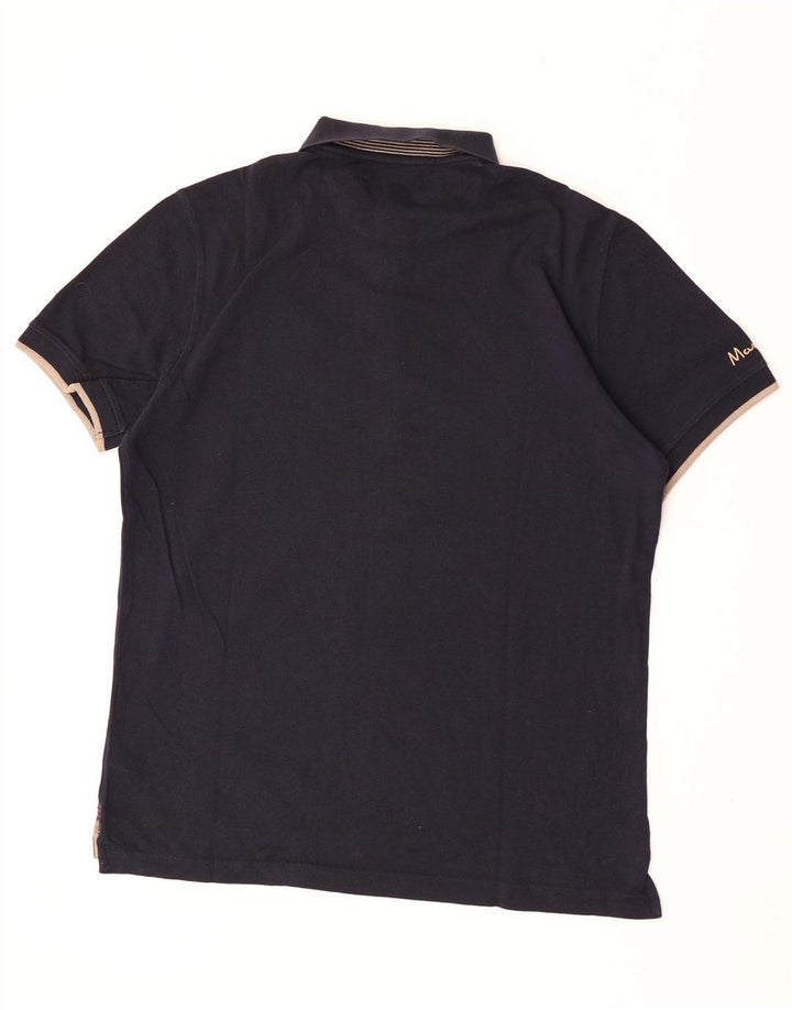 Cămașă polo cu grafică Massimo Dutti pentru bărbați XL, bumbac bleumarin